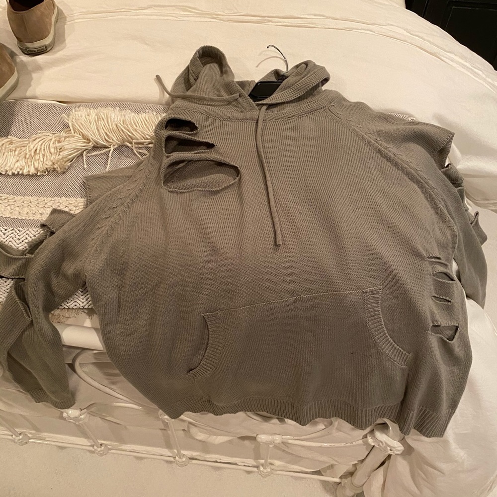 LF cutout distressed hoodie